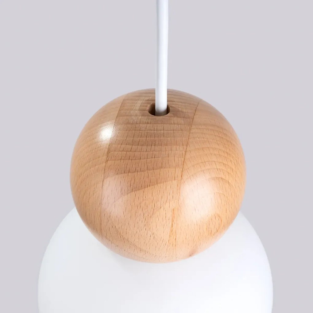 Lampa wisząca PEKKA 3P biała/naturalne drewno SOLLUX  LIGHTING