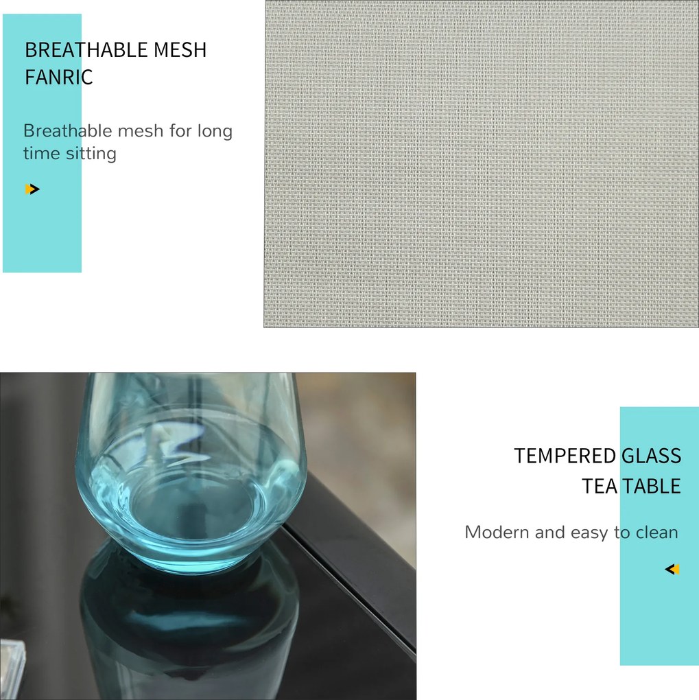 Outsunny Zestaw 3-częściowy leżaków ogrodowych z stolikiem bocznym Metalowa konstrukcja Komfort i styl Szary Czarny | Aosom PL