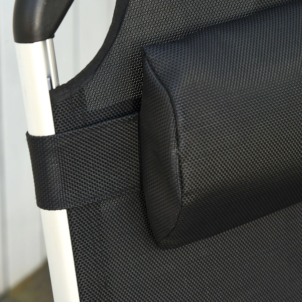 Outsunny Składana Leżanka Ogrodowa z Regulowanym Oparciem i Poduszką