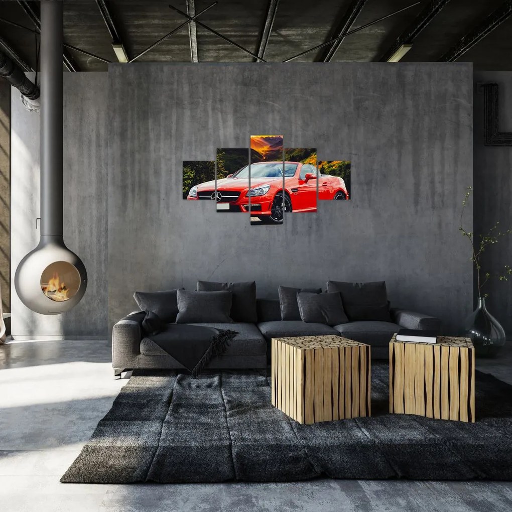 Obraz - czerwony Mercedes (125x70 cm)