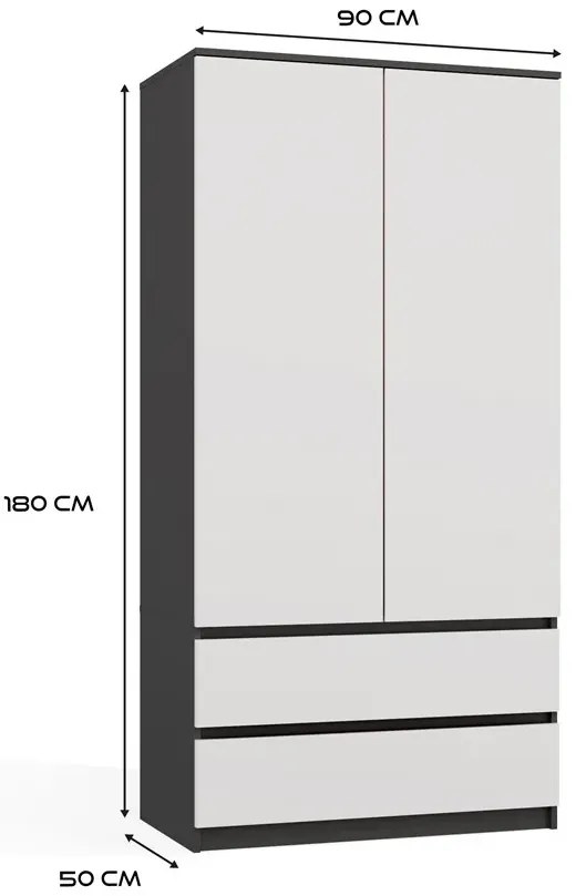 Dwudrzwiowa szafa antracyt + biały K1-E85