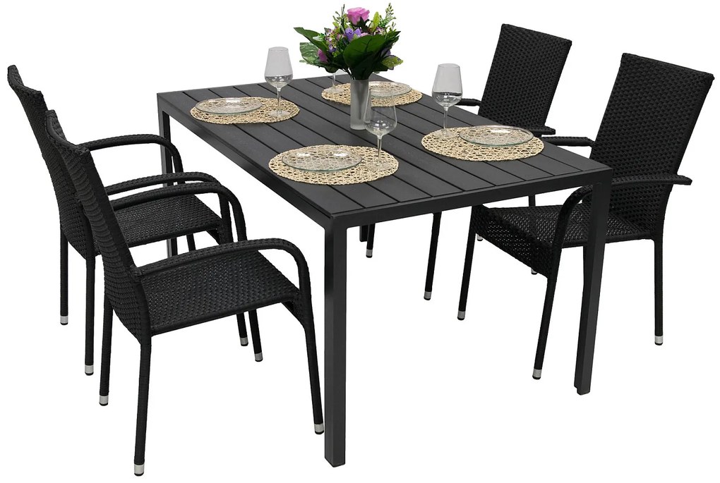 Zestaw rattanowy ogrodowy SIENA 1 + 4 (różne długości) stół 205x90 cm