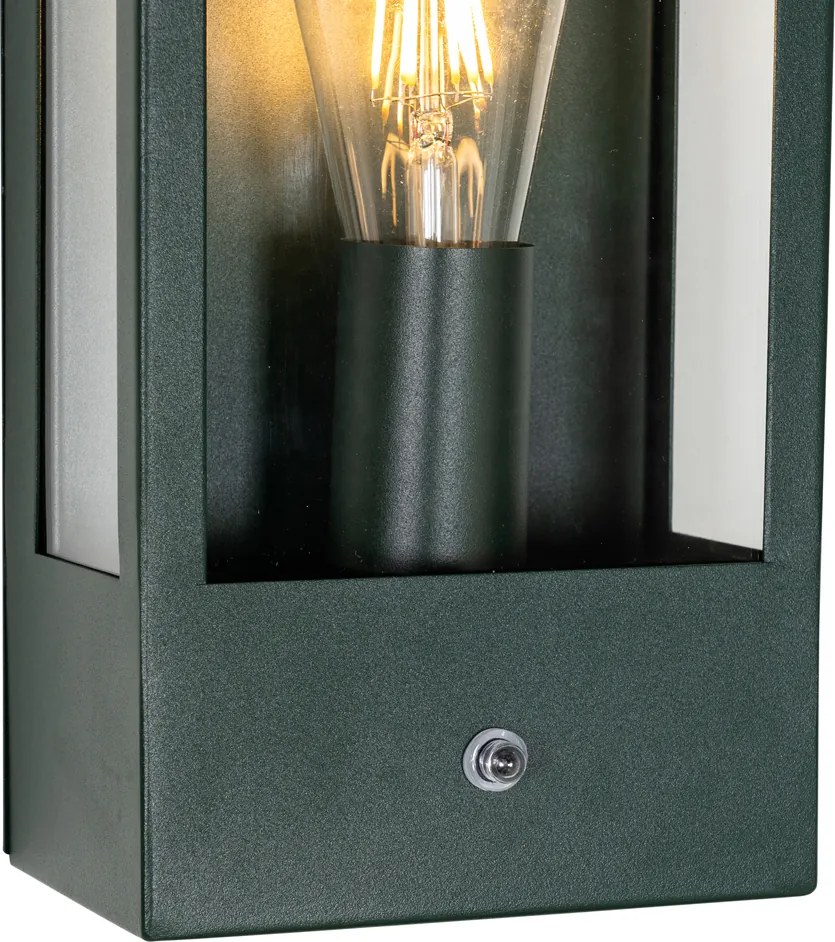 Lampa ścienna zewnętrzna ciemnozielona z czujnikiem zmierzchu IP44 - Rotterdam