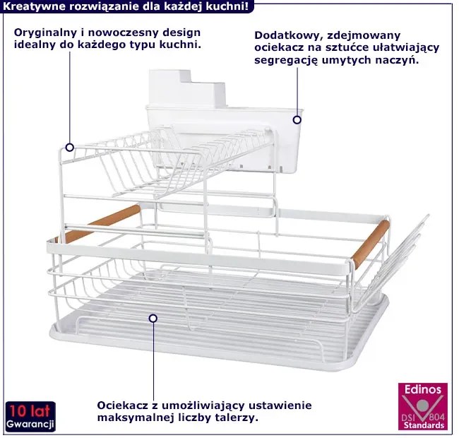 Biała Nowoczesna Suszarka Do Naczyń G3-R47