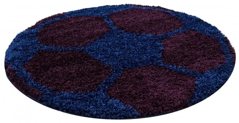 Dywan dziecięcy Shaggy Fun granatowy piłka 120 cm x 120 cm koło