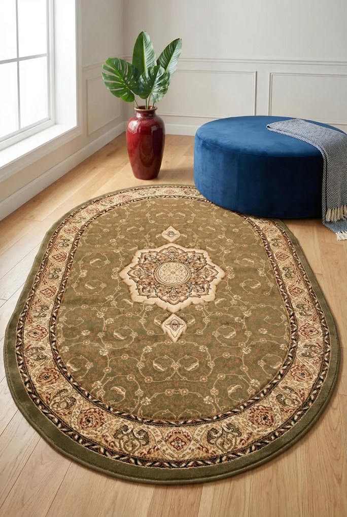 Zielony Owalny Dywan W Stylu Klasycznym K6-C29