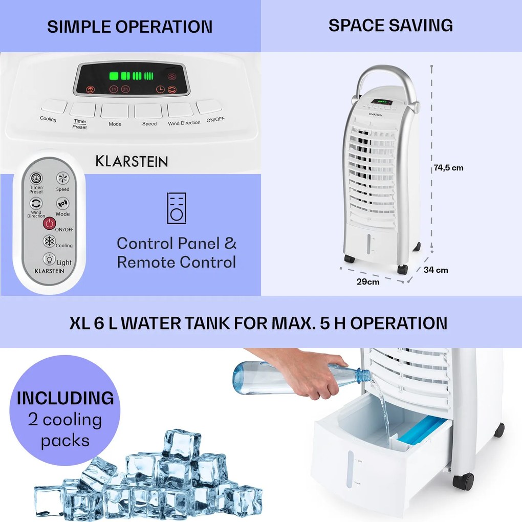Klarstein Maxfresh 6 L 444 m3/h Klimator Biały