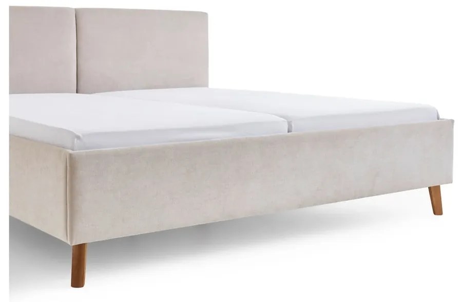 Beżowe tapicerowane łóżko dwuosobowe ze stelażem 160x200 cm Piano – Meise Möbel