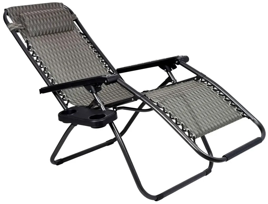 Brązowy składany leżak ogrodowy S2-P54