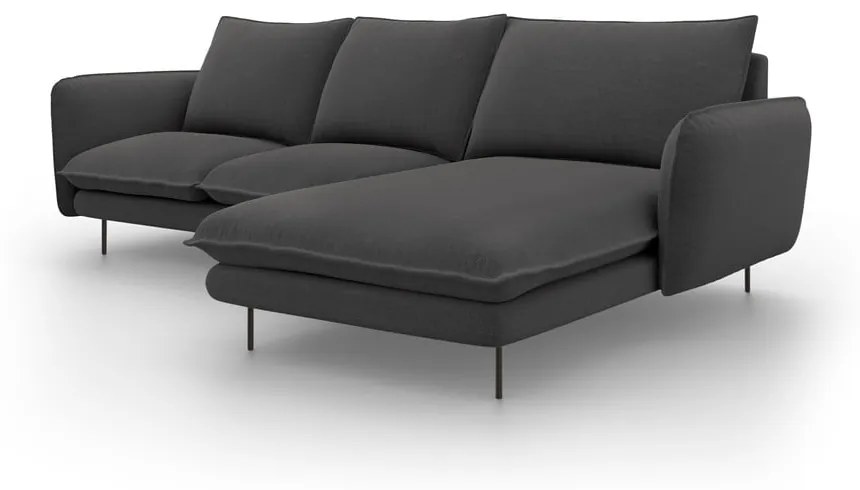 Ciemnoszara sofa narożna Cosmopolitan Design Vienna, prawostronna