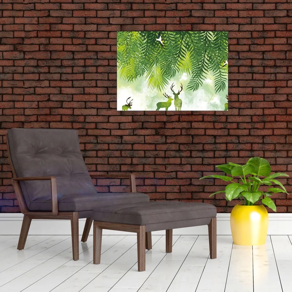 Obraz - Jeleń w lesie (70x50 cm)