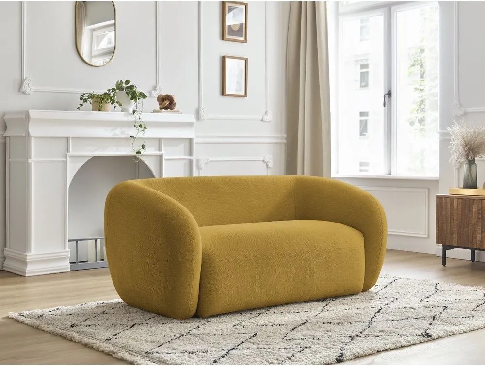 Żółta sofa z tkaniny szenilowej 160 cm Celine – Bobochic Paris