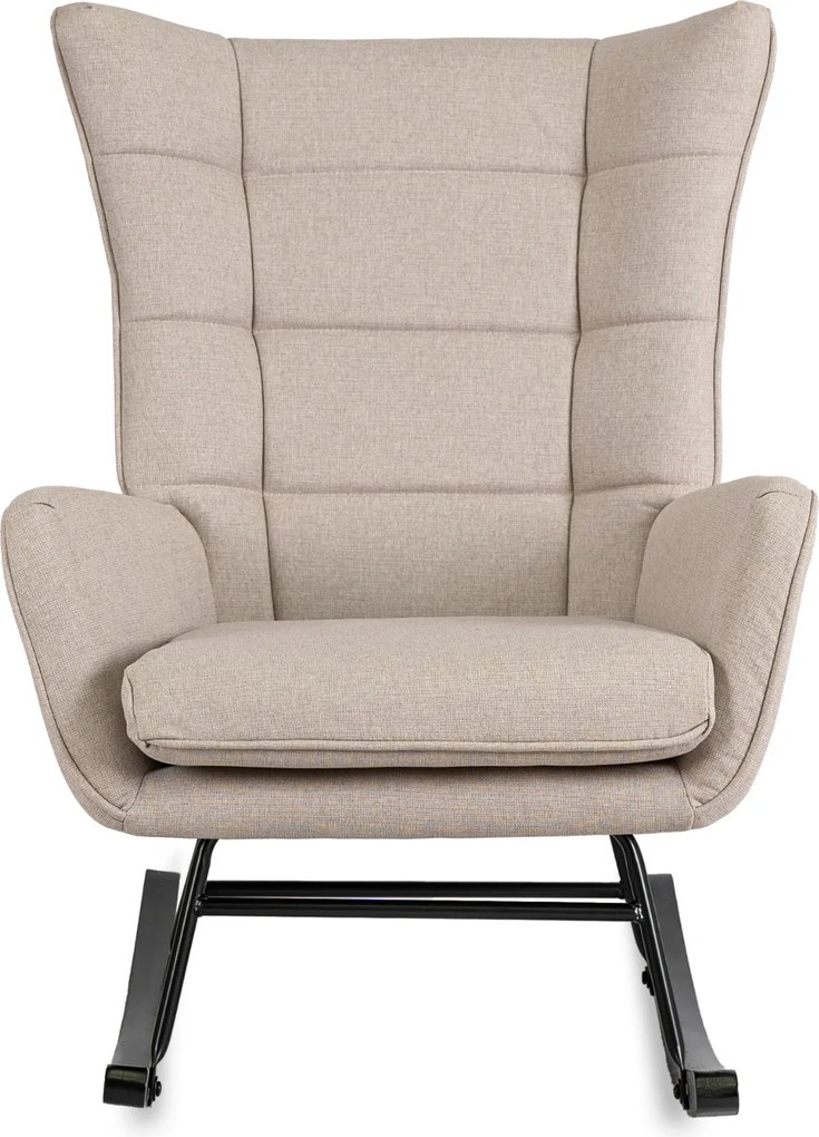 Fotel Bujany na Biegunach Uszak Wypoczynkowy JACKSON Beżowy do Salonu Nowoczesny