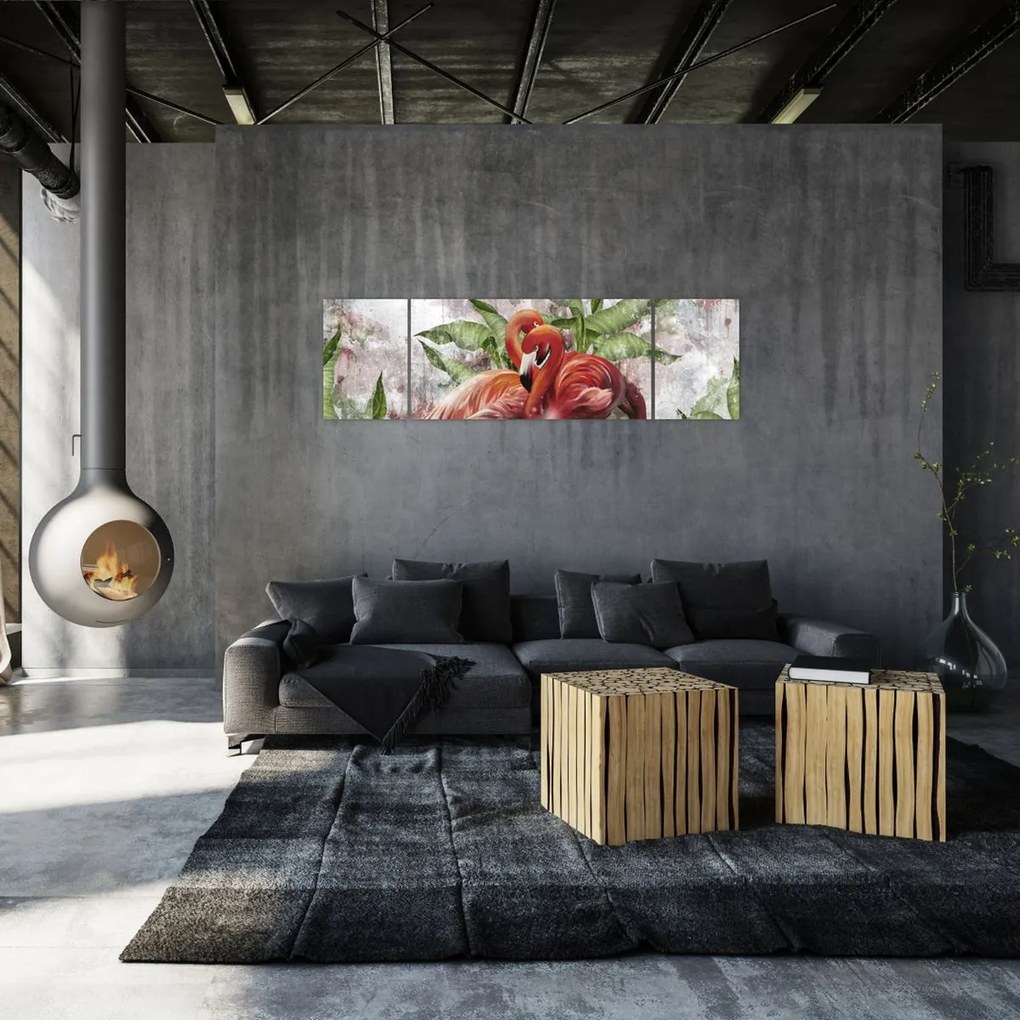 Obraz - Flamingi (170x50 cm)