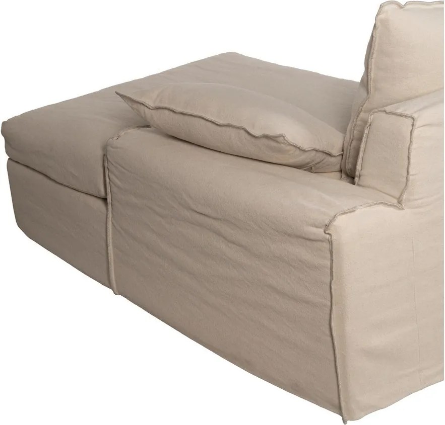 Kremowy lniany narożnik (prawostronny/z szezlongiem) – Ixia