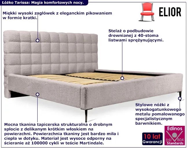 Tapicerowane łóżko dwuosobowe cappuccino Idor - 3 rozmiary