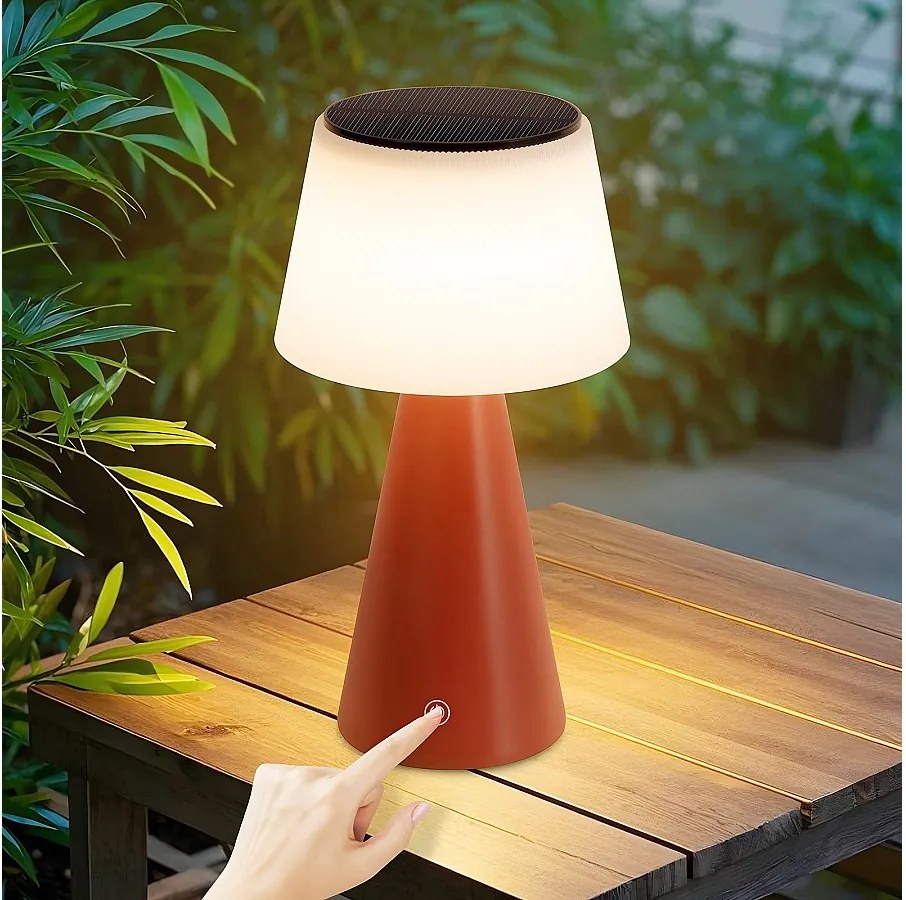 NETTLIFE Solar Battery Lamp Table Lamp Bezprzewodowa Lampa Nocna LED 3600mhA Akumulatorowa Dotykowa Ściemnialna Czerwona Lampa z Baterią USB