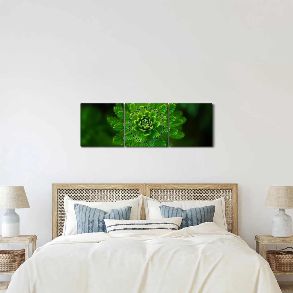 Obraz drzewa iglastego (z zegarem) (90x30 cm)