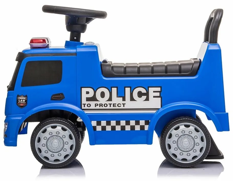 Baby Mix Odpychacz dla dzieci z dźwiękiem Mercedes Policja, niebieski