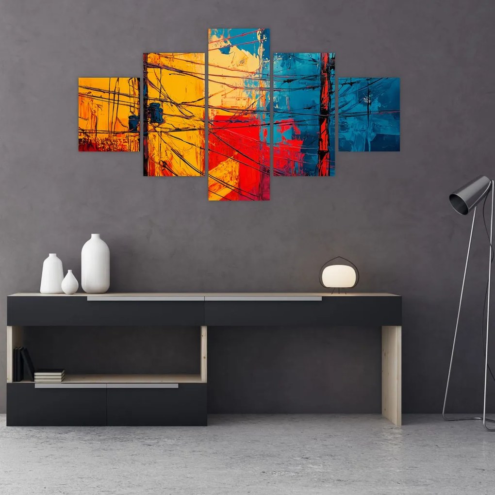 Obraz - Abstrakcyjne linie elektryczne (125x70 cm)