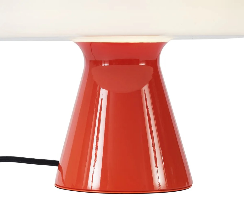 Lampa stołowa w stylu retro czerwona z białym elementem - Knob