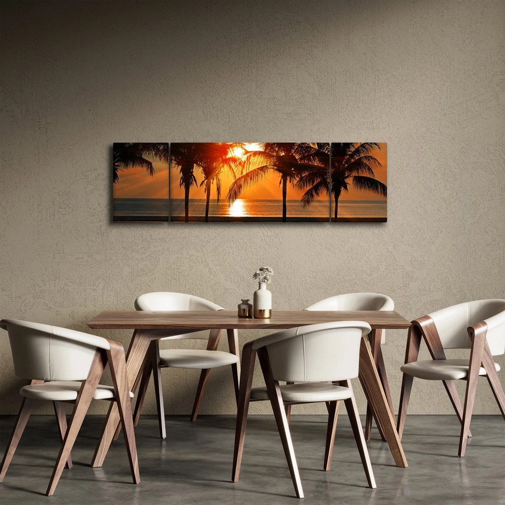 Obraz palmy o zachodzie słońca (170x50 cm)