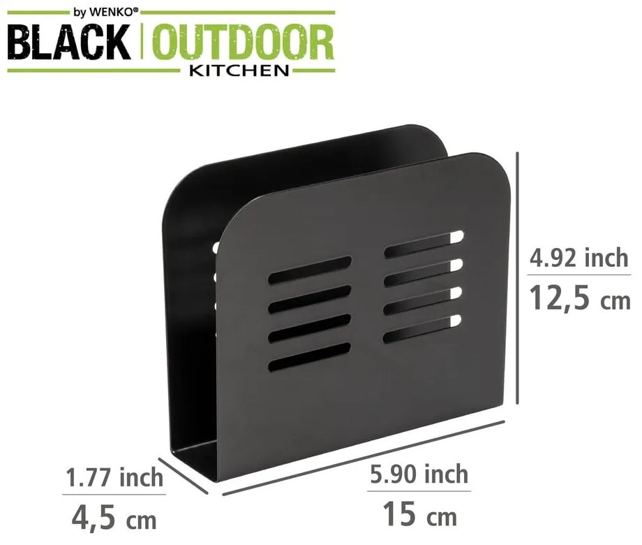 Metalowe stojaki na sztućce i serwetki zestaw 2 szt. Black Outdoor Kitchen Baco – Wenko
