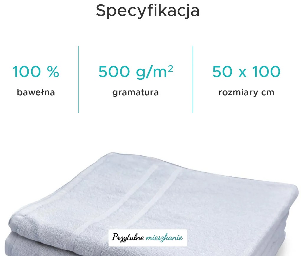 Ręcznik hotelowy Royal 50 x 100 cm biały, 100% bawełna