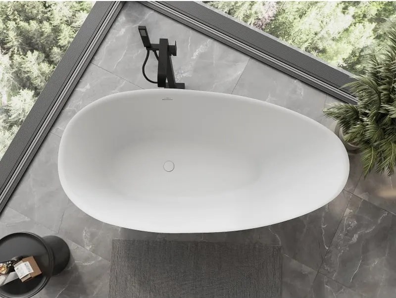 Mexen Milano wanna wolnostojąca z konglomeratu 170 x 86 cm, biała mat - 57301708500