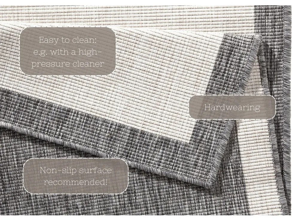 Jasnoszary chodnik dwustronny odpowiedni na zewnątrz NORTHRUGS Panama, 80x250 cm