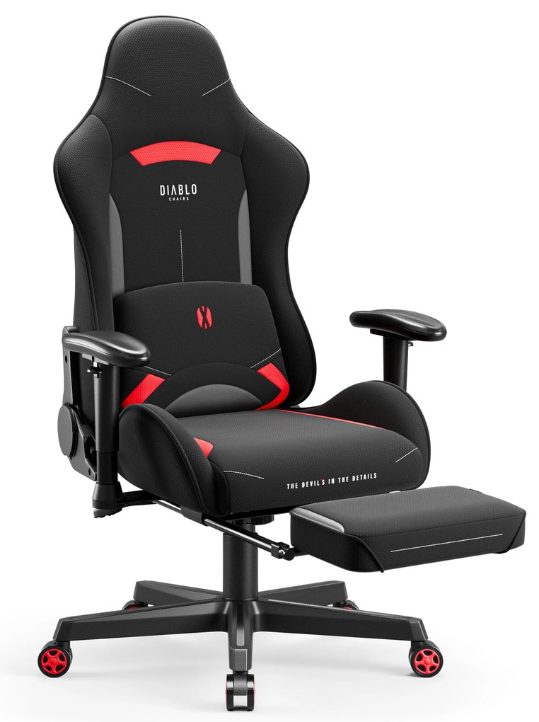 Fotel gamingowy materiałowy czarno-czerwony: Diablo X-Starter