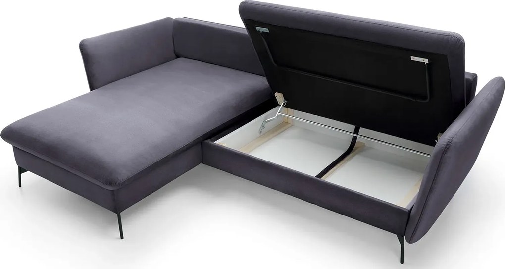 Ciemnografitowa welurowa kanapa narożna rozkładana G0-T39