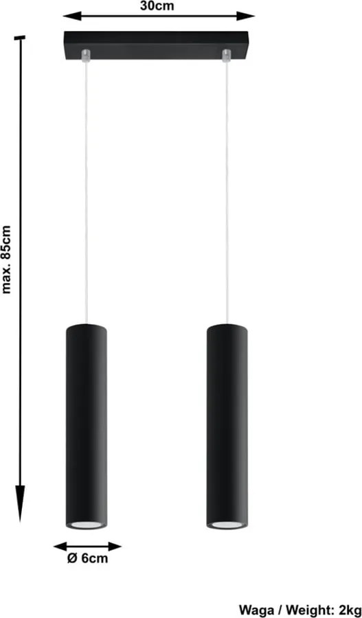 Czarna metalowa lampa wisząca Castro – Sollux