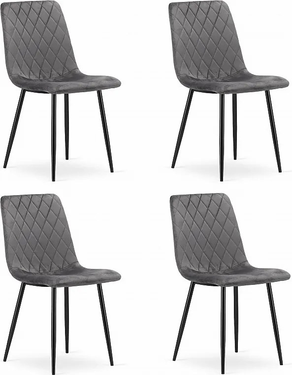 Krzesło Valora TURIN Ciemnoszary aksamitny ergonomiczny design x4