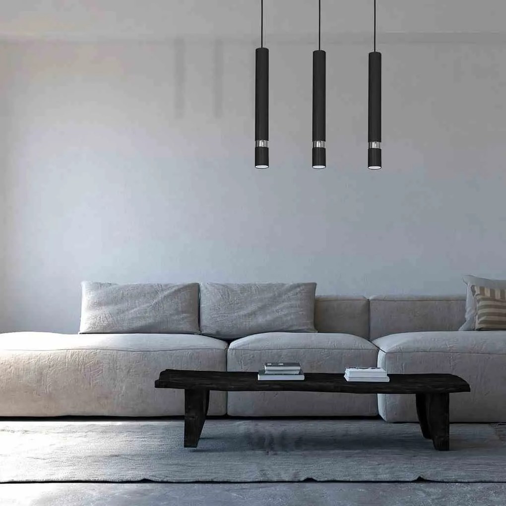 Lampa wisząca JOKER BLACK/CHROME 3xGU10, na listwie