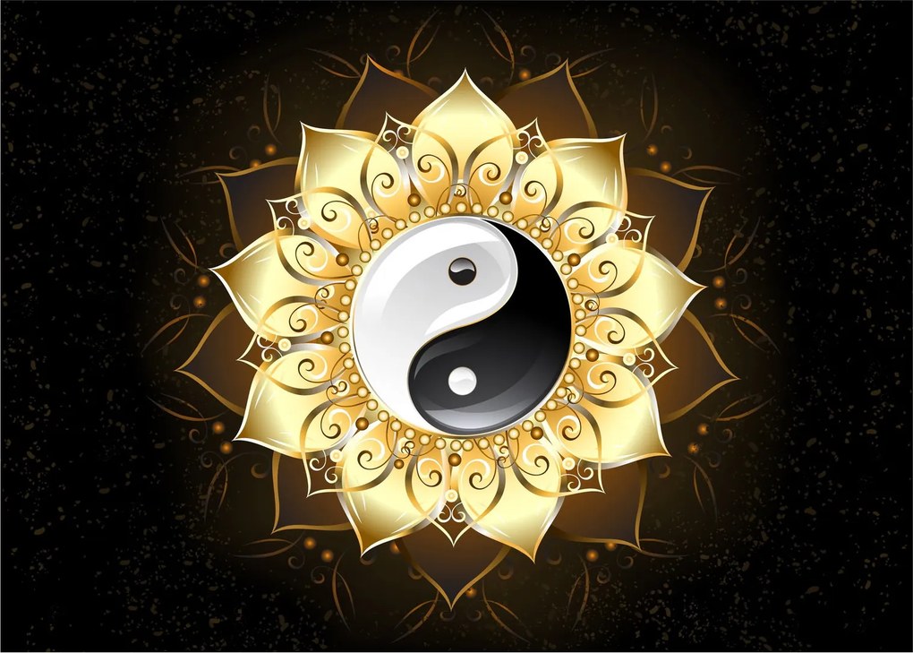 Obraz - Złoty Yin-Yang (70x50 cm)