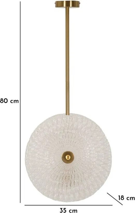 Lampa wisząca w kolorze złota ze szklanym kloszem Glass – Mauro Ferretti