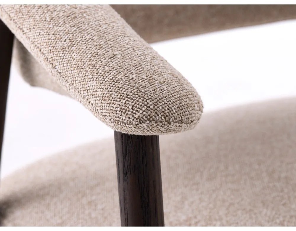 Beżowe krzesła z litego drewna dębowego z podłokietnikami zestaw 2 szt. Elk – Unique Furniture