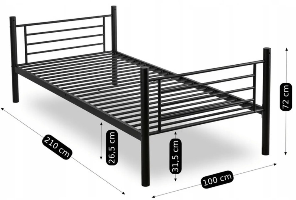 Łóżko Piętrowe Dla Dzieci 90x200 cm RODEZ Metalowe Czarne