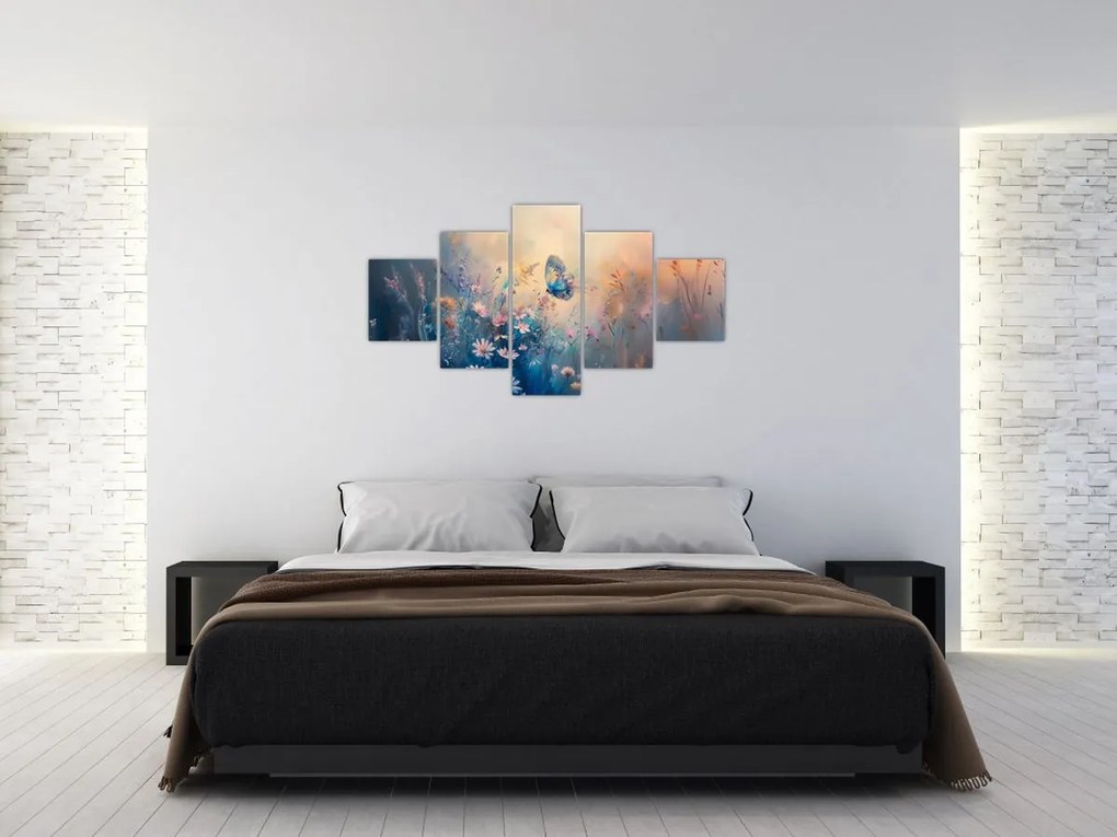 Obraz - Łąka z motylem (125x70 cm)