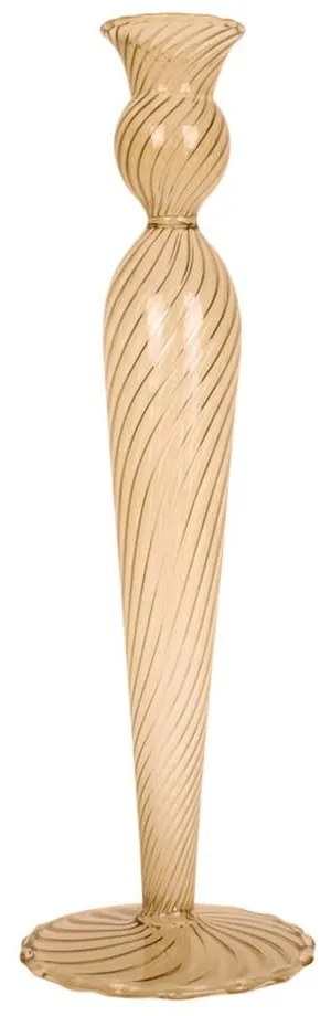 Jasnobrązowy szklany świecznik PT LIVING Swirl, wys. 26,5 cm