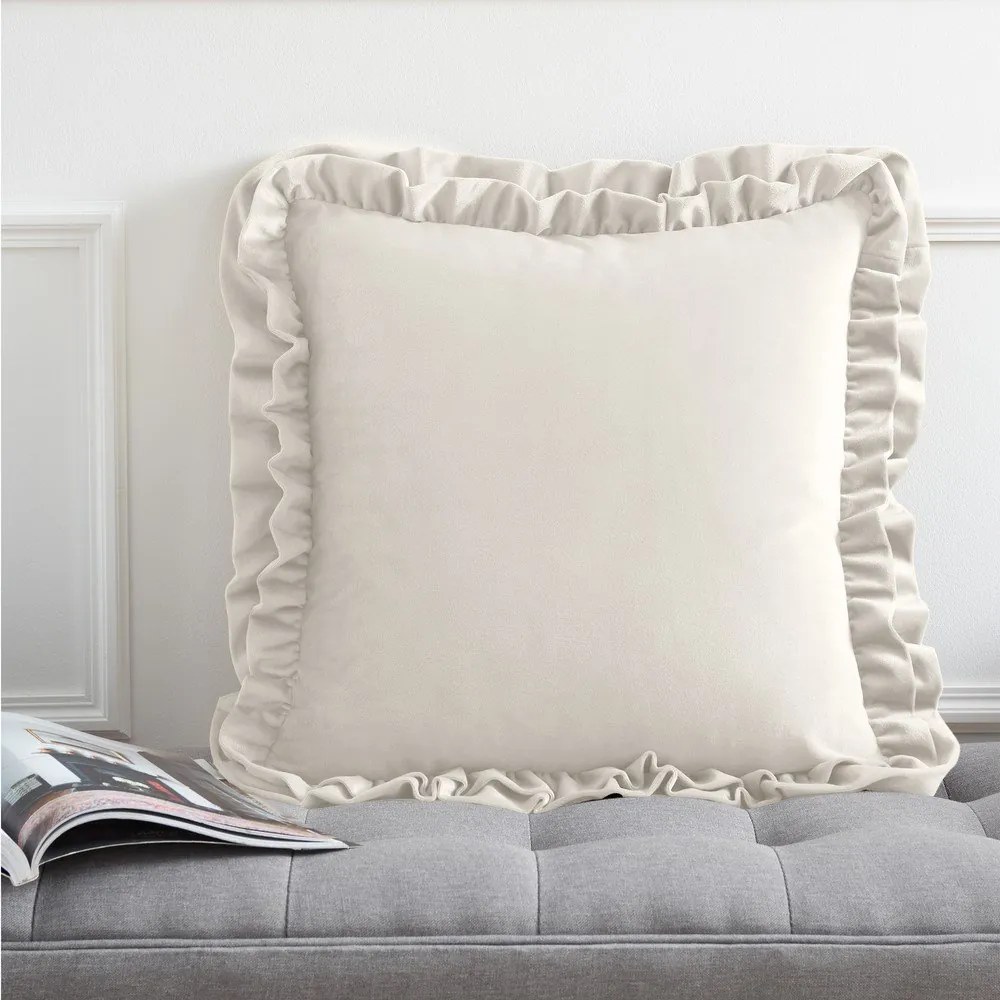 Aksamitna poduszka dekoracyjna 43x43 cm Velvet Double Frill – Catherine Lansfield