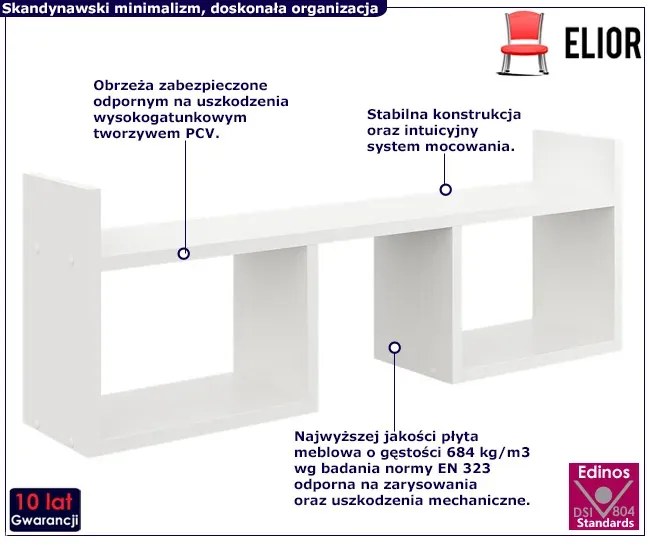 Biała skandynawska półka ścienna E0-H11