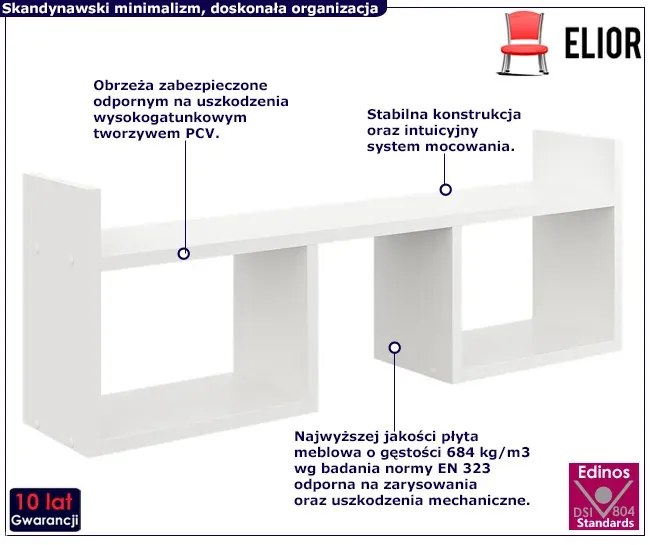 Biała skandynawska półka ścienna - Esto