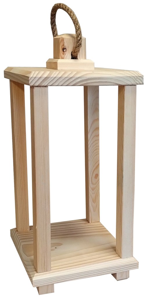 Lampion drewniany latarnia 40cm uchwyt baza pod stroik dekoracja + nóżki