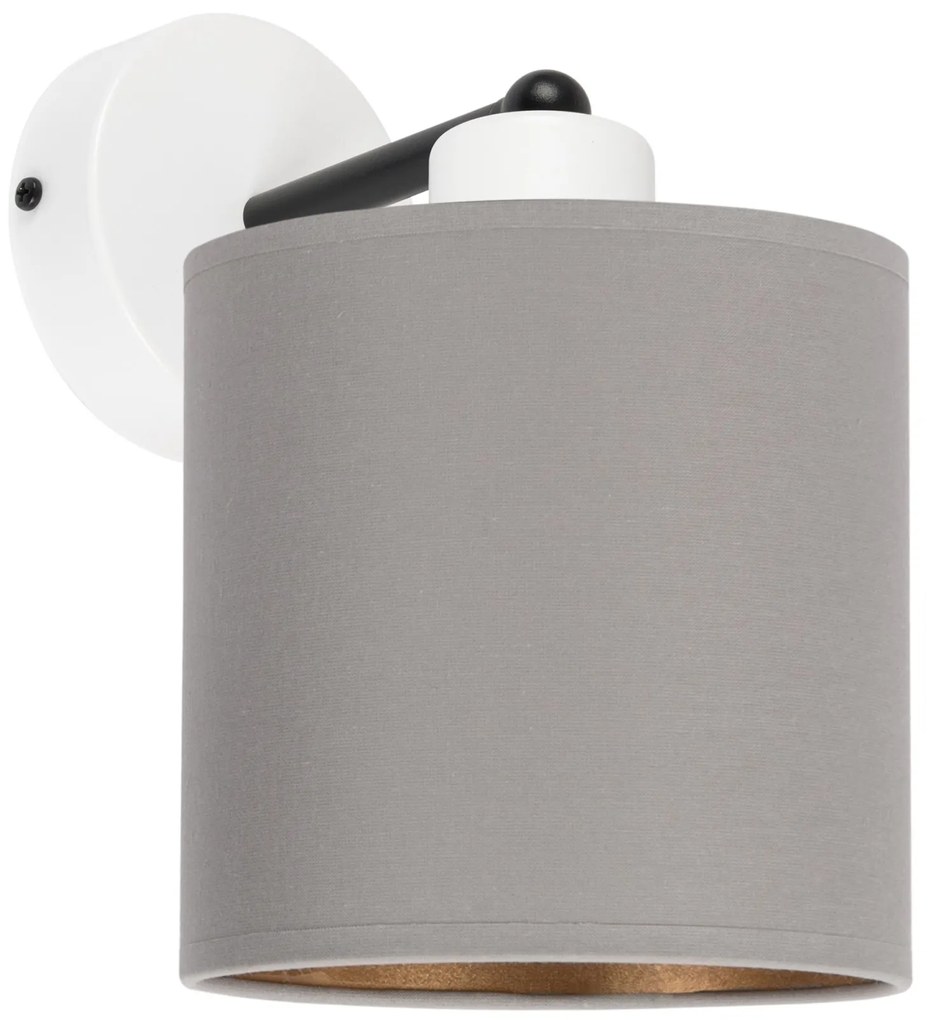 Biały kinkiet LED z szarym abażurem WD-C-1010WE-GR jednopunktowy indus