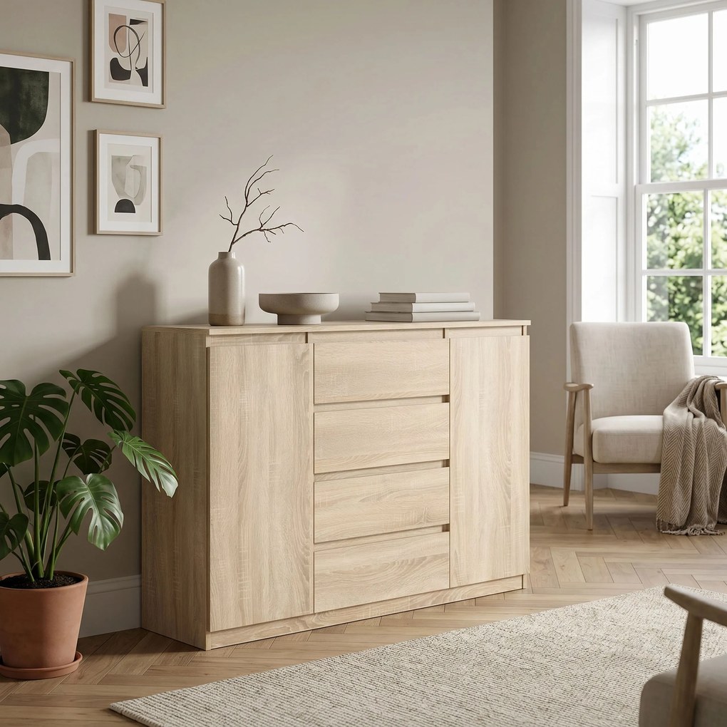 Komoda NUDO 138,5 cm do Salonu Sypialni Dąb sonoma