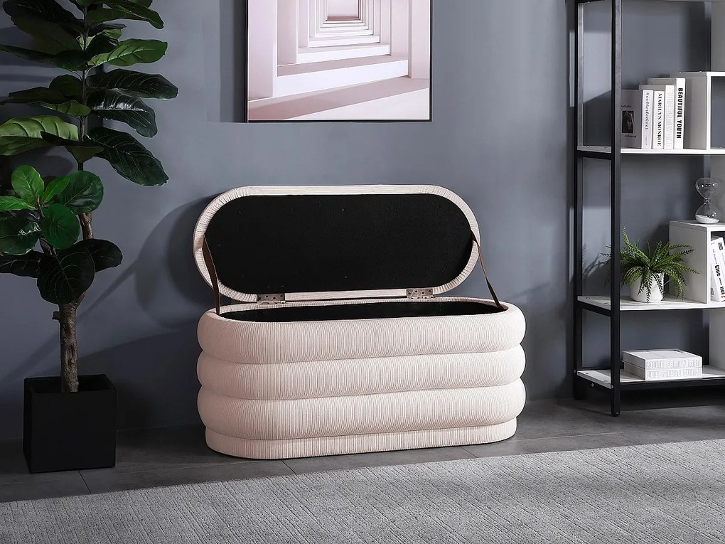 Ławka ze skrzynią  – Sztruks – Kremowy – ECAMBI