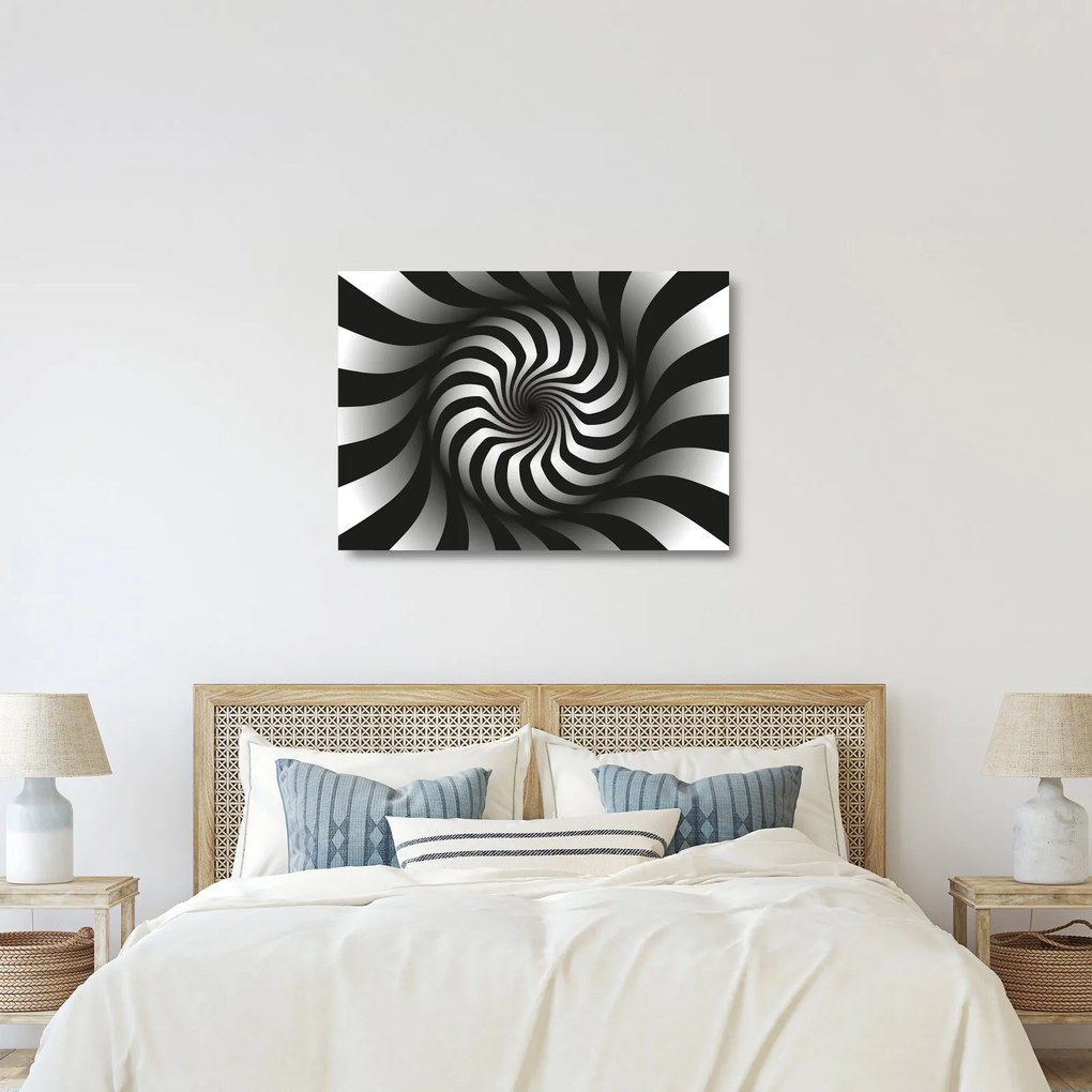 Obraz na szkle - Abstrakcyjny obraz czarno - białej spirali (70x50 cm)