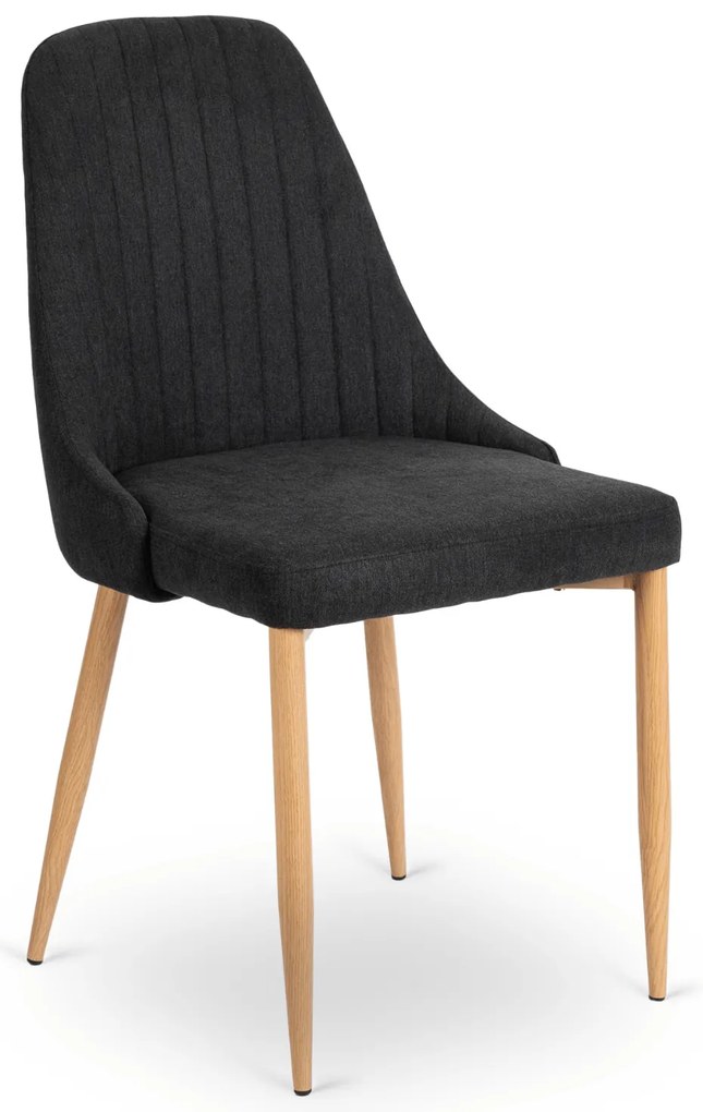 Zestaw Stół Prostokątny Rozkładany do Jadalni EDWIN 160-260 cm Dąb Złoty/Czarny i 4 Krzesła Tapicerowane TORINO Czarne